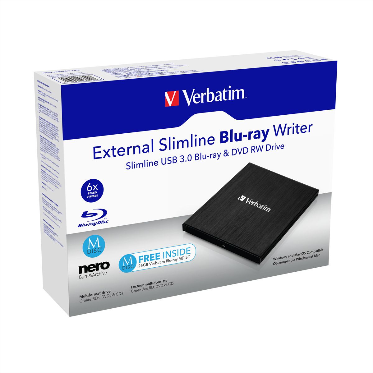 VERBATIM BluRay Recorder, BDXL, USB 3.0, 6x/8x/24x, Slimline portable GmbH