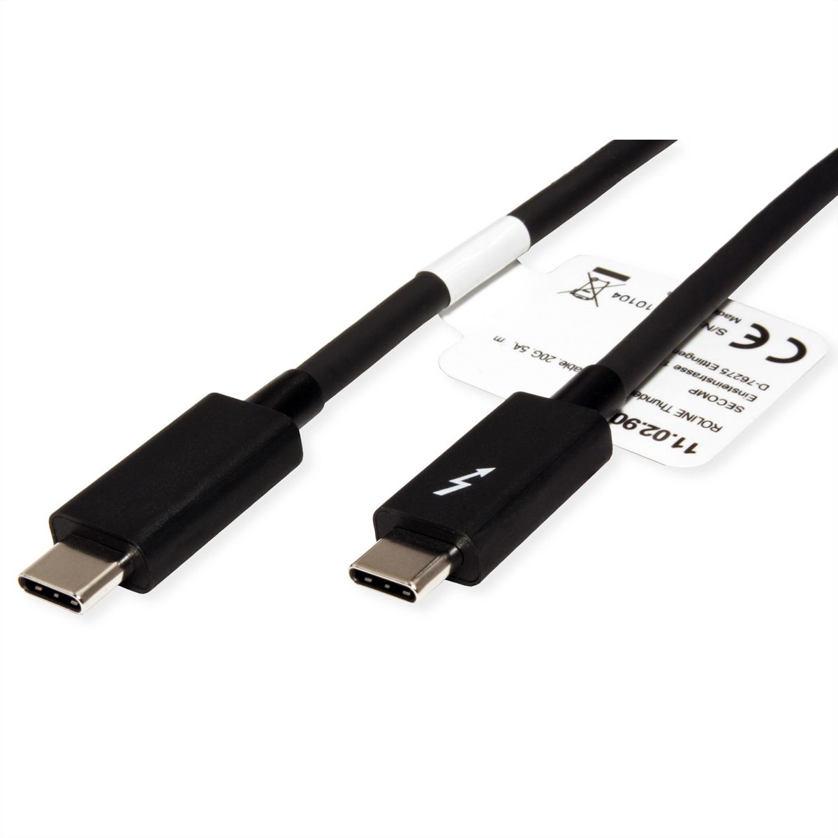 ROLINE Thunderbolt™ 3 Kabel, 20G, 5A, ST/ST, schwarz, 1 m - SECOMP GmbH