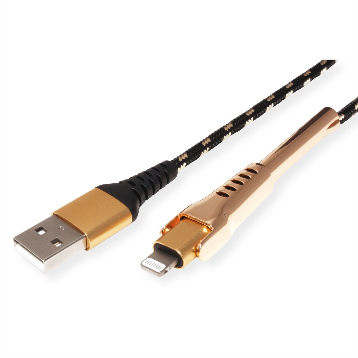 Roline Gold Usb 2 0 Sync Ladekabel Mit Lightning Connector Mit Smartphone Stutzfunktion 1 M Secomp Gmbh