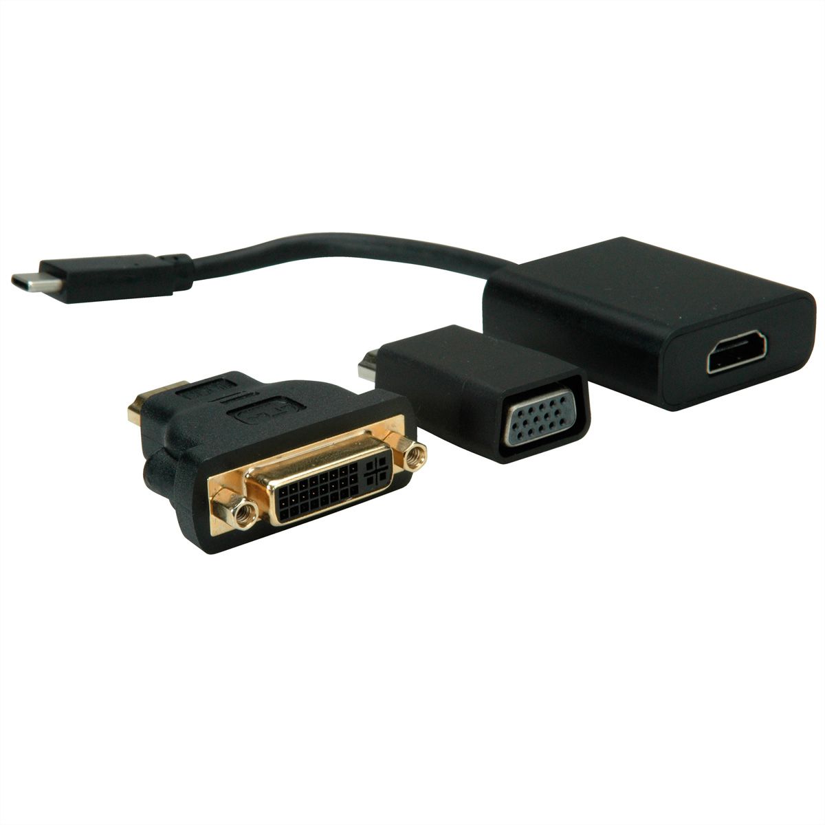 VALUE Display Adapter USB Typ C VGA + HDMI + DVI GmbH