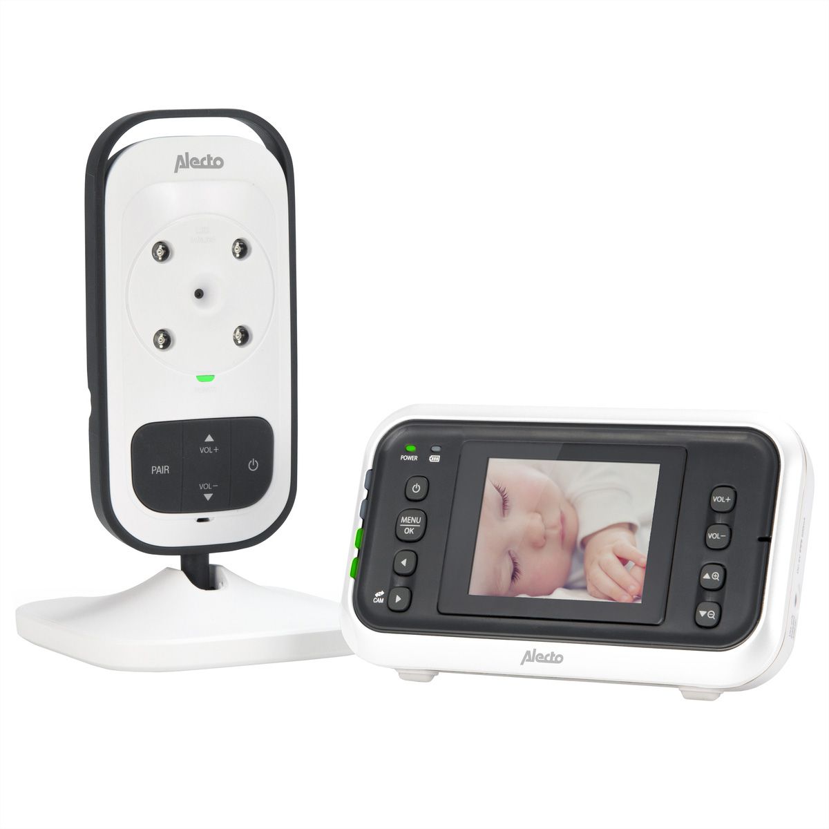 Alecto Babyphone mit Kamera DVM-75, Colour-Display 2.4", Temp,2-way 50m