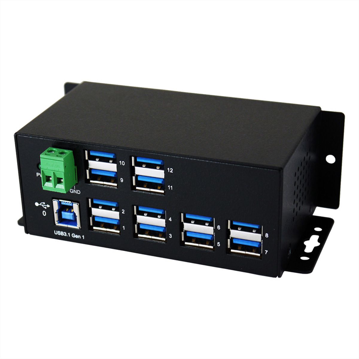 EX1112HMS 12 Port USB 3.2 Gen1 HUB 15KV ESD Surge Protection Metallgehäuse GmbH