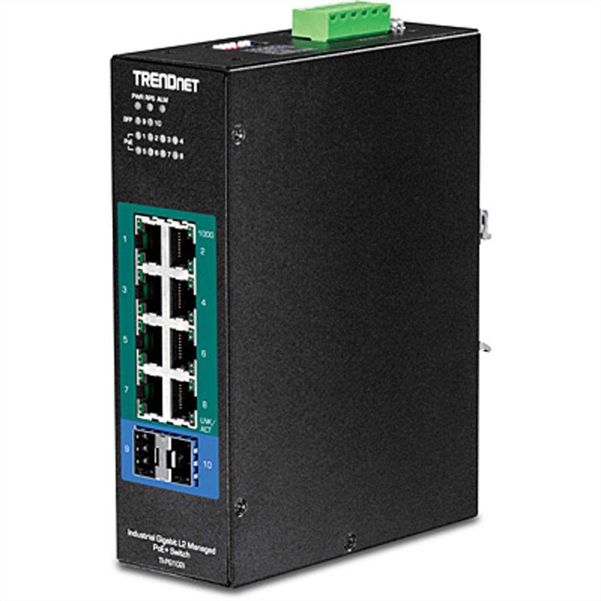 TIPG102i 10Port DINRail Switch Industrial Gigabit Managed