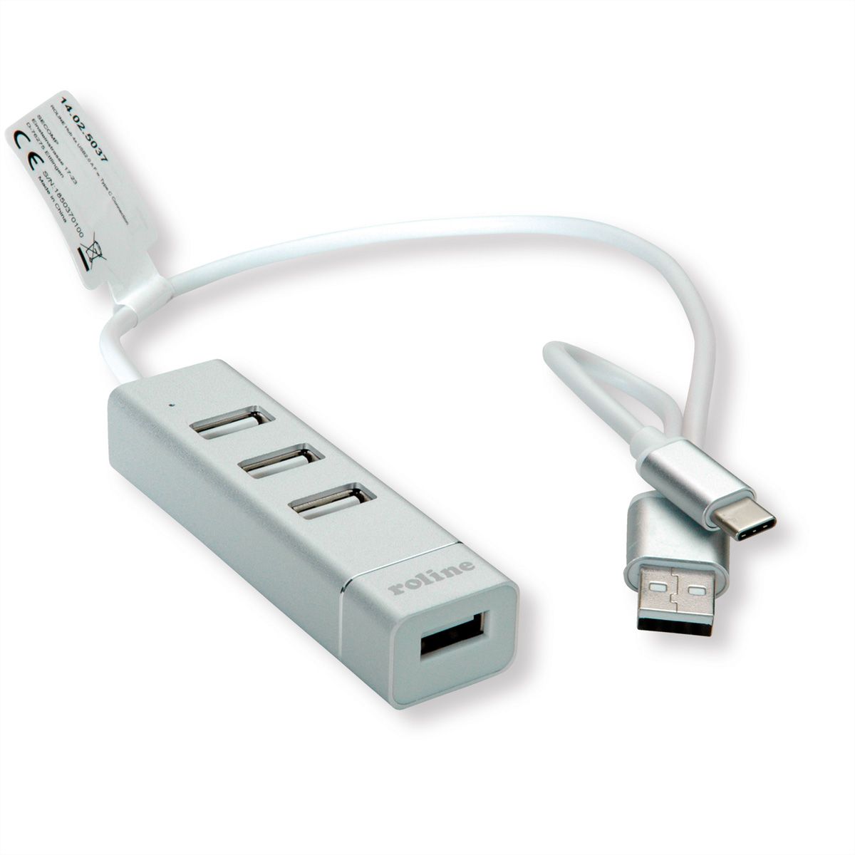 ROLINE USB 2.0 Notebook Hub, 4 Ports, Typ A+C Anschlusskabel - SECOMP GmbH