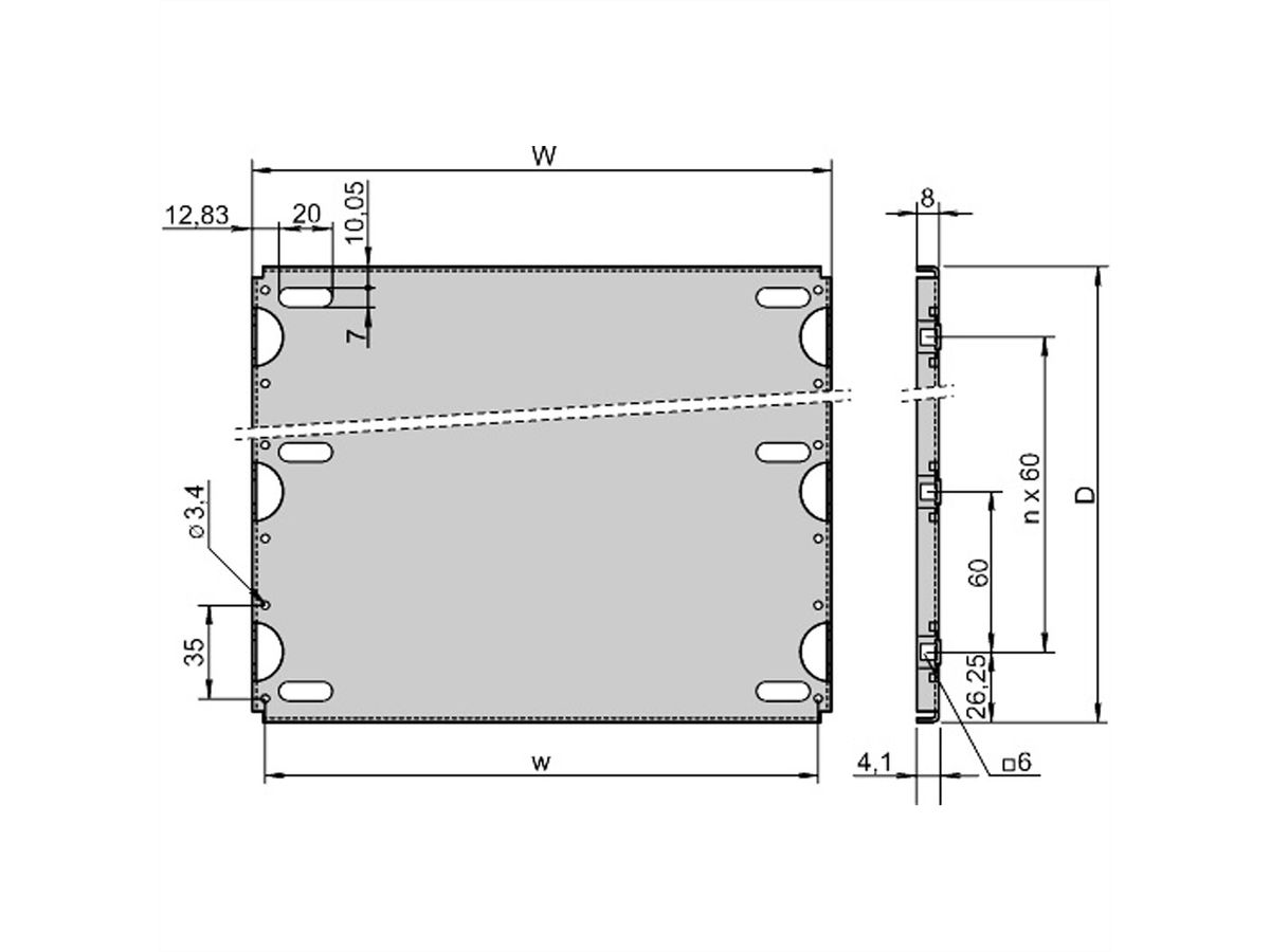 SCHROFF Montageplatte Standard - MONTAGEPLATTE 340T 84TE