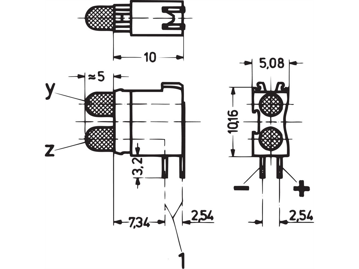 SCHROFF Doppel-LED, kurze Bauform, x 3,2 mm - DOPPELLEUCHTDIODE GRUEN