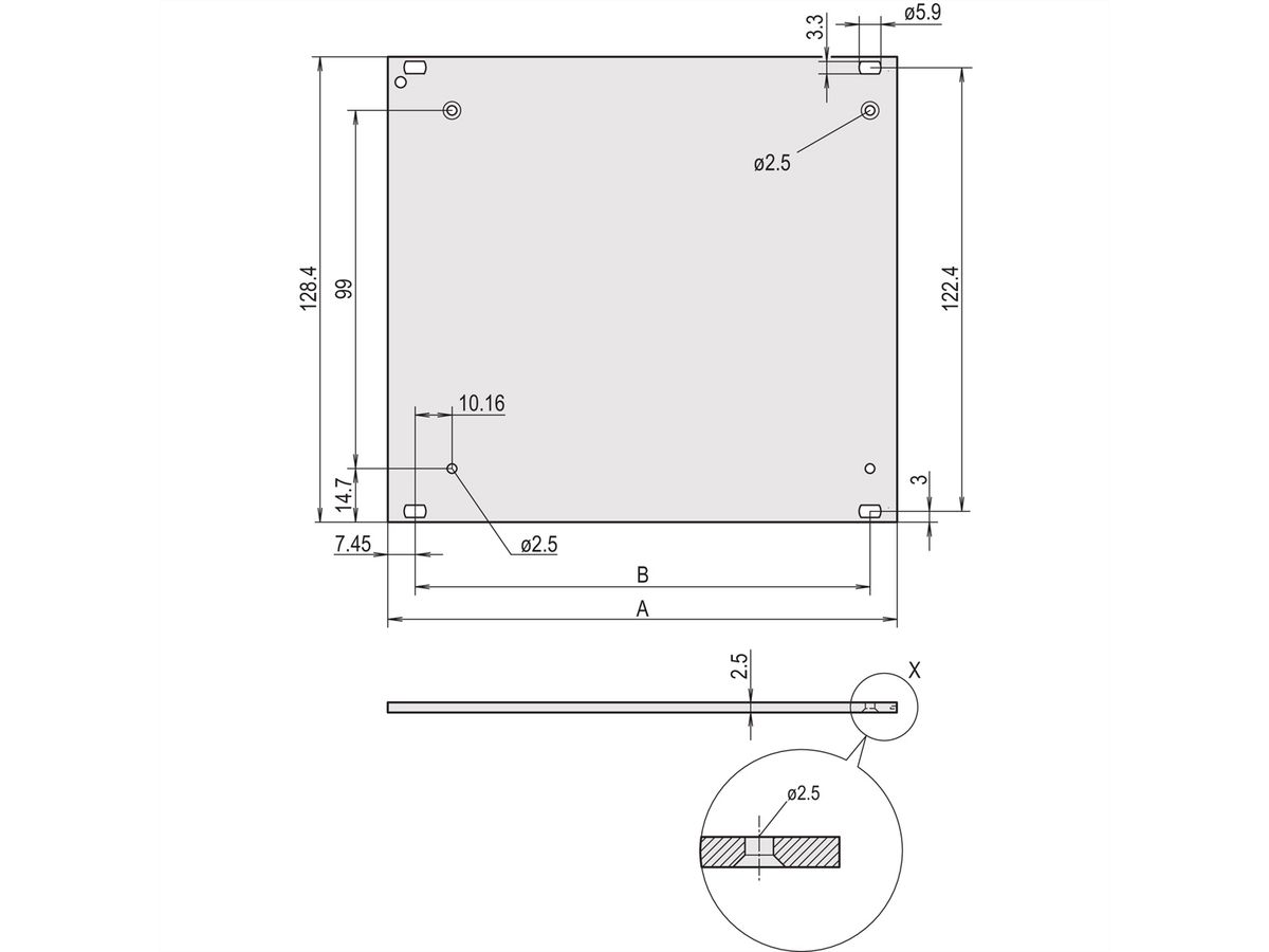 SCHROFF Frontplatte mit Griff - FRONTPLATTE M.GRIFF 3HE 21TE