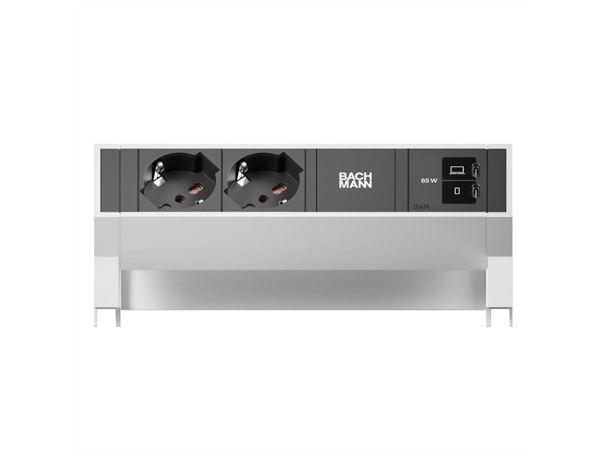 BACHMANN DESK2 2xP40 1xUSB C/C 65W, L=0,2m INOX