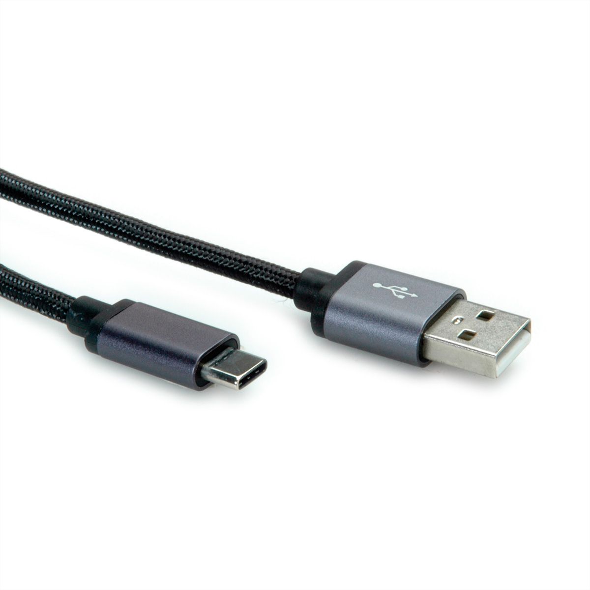 ROLINE USB 2.0 Kabel, Typ C - Typ A, ST/ST, schwarz, 0,8 m