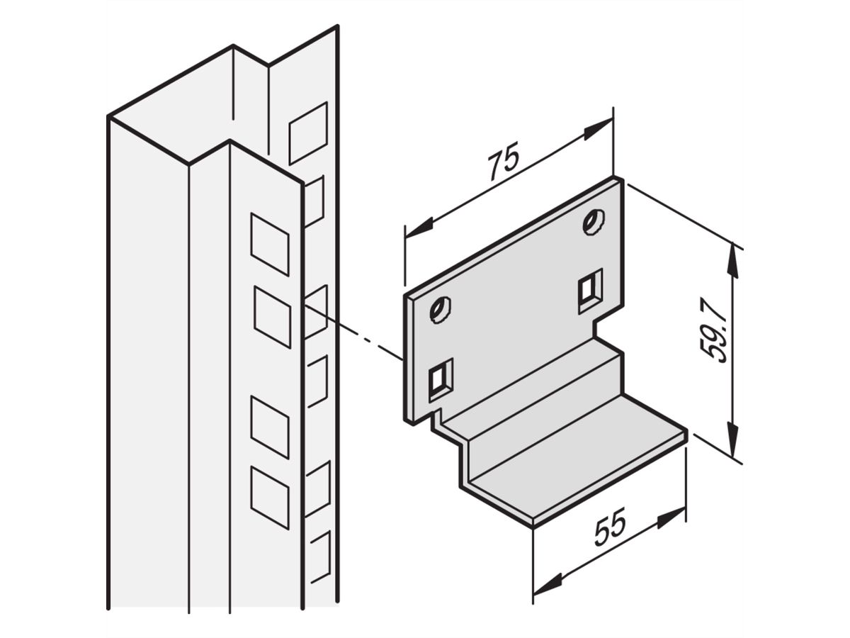 SCHROFF Kurzgleitschiene - KURZGLEITSCHIENEN-SET (2STK)