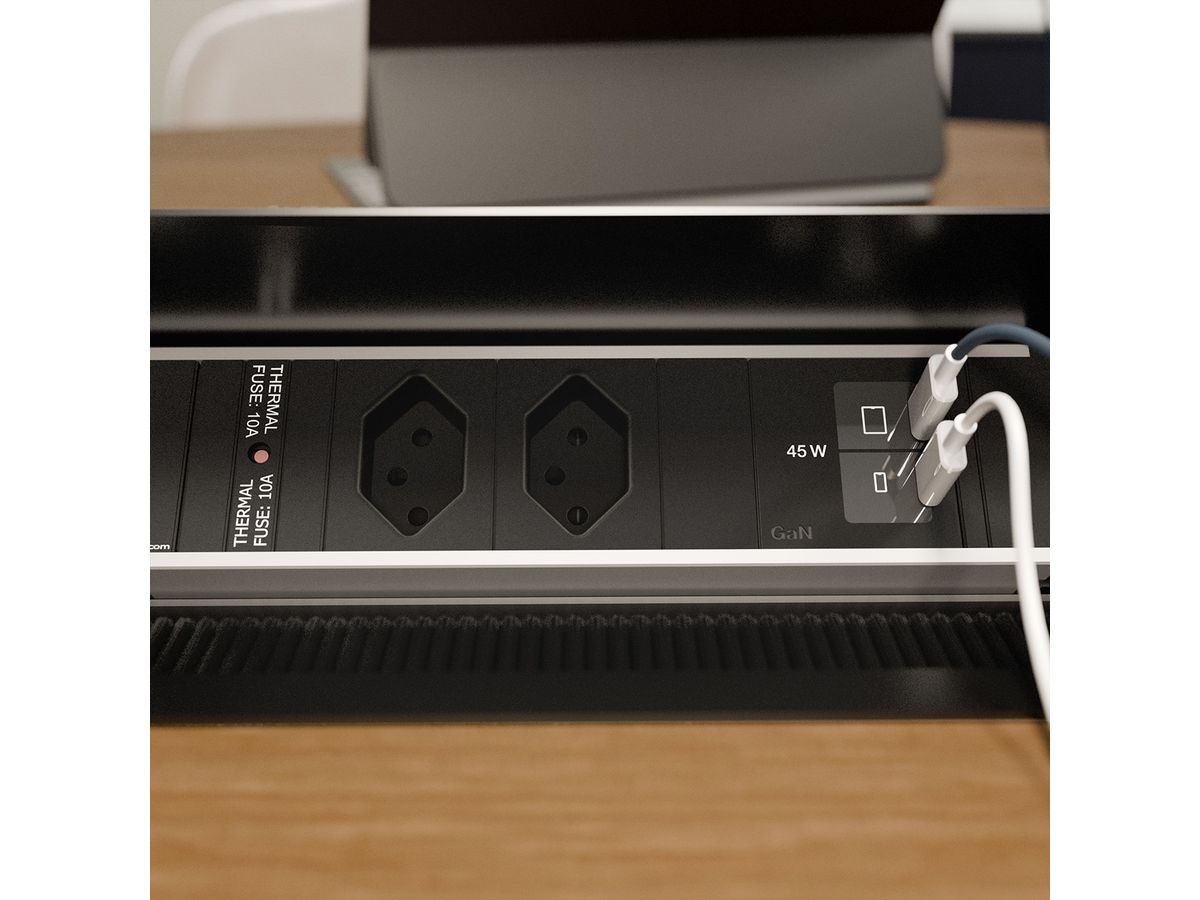 BACHMANN CONI S 2xCH 0° 1xUSB C/C 45W, L=0,2m