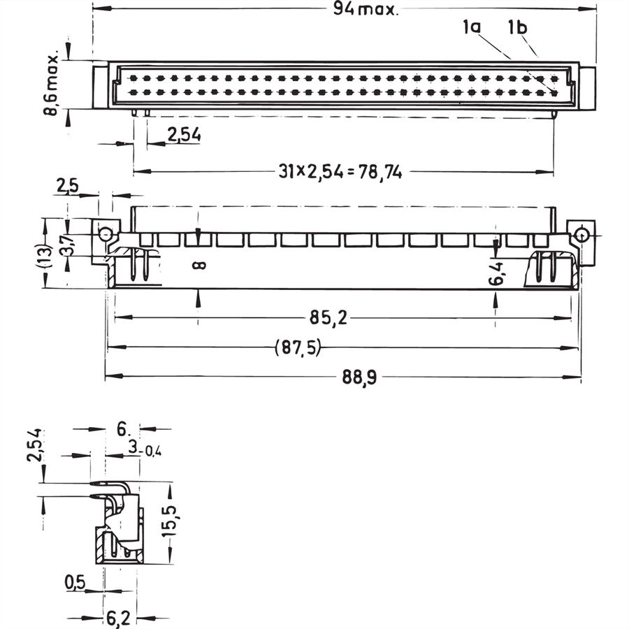 SCHROFF Messerleiste - MESSERLEISTE DIN41612 FORM B
