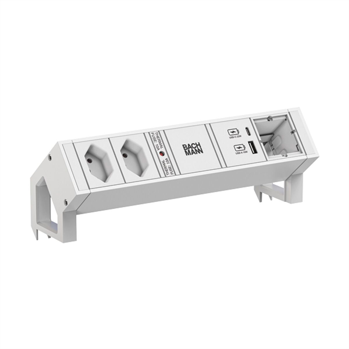 BACHMANN DESK2 white 2xCH 1xUSB A/C 22W 1xCM 0,2m GST18 RAL9010