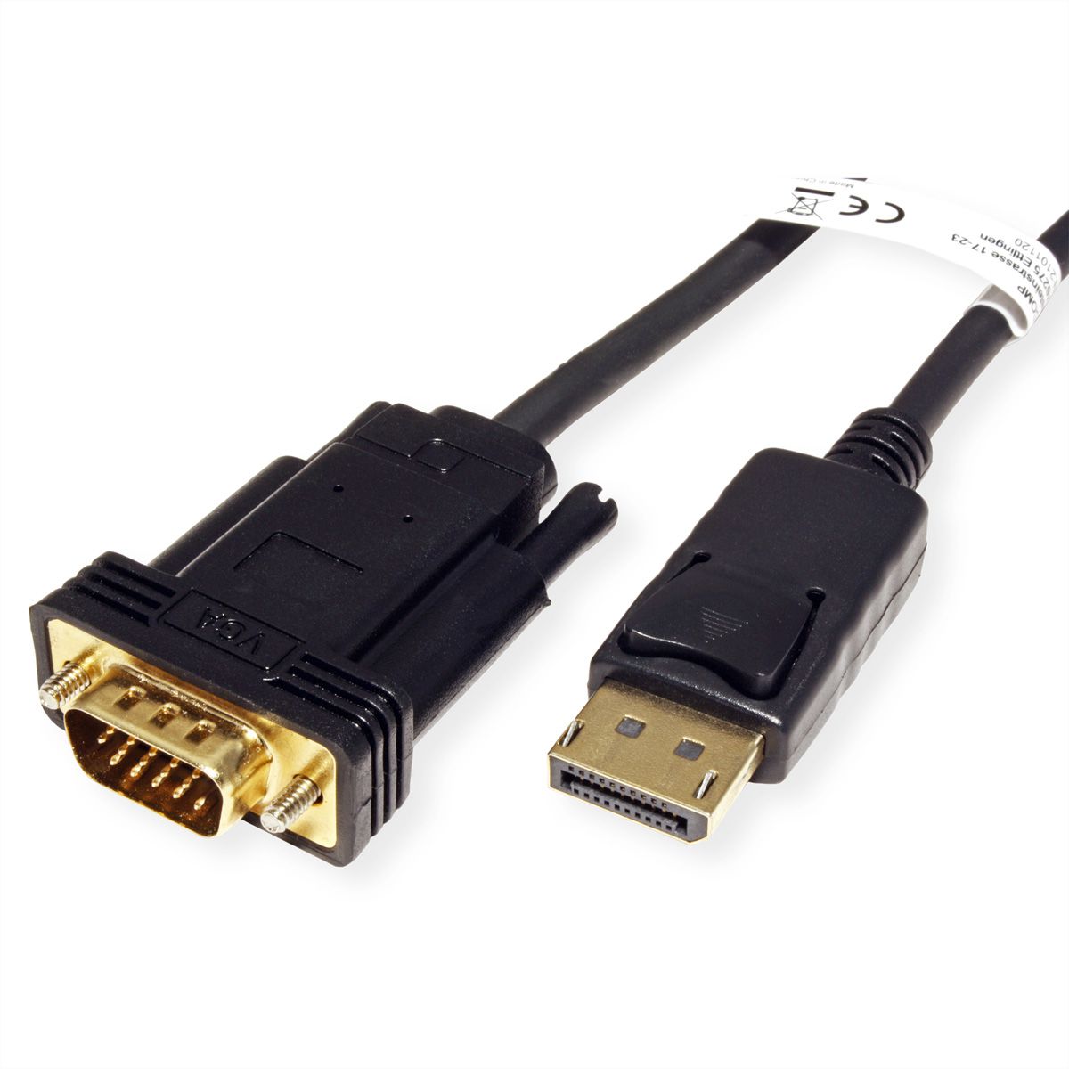 ROLINE Kabel DisplayPort-VGA, DP ST - VGA ST, schwarz, 5 m