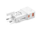 VALUE USB Reise-Charger mit Euro-Flach-/UK-/US-Stecker, 2 Port (Typ-A QC3.0, Typ-C PD), 25W