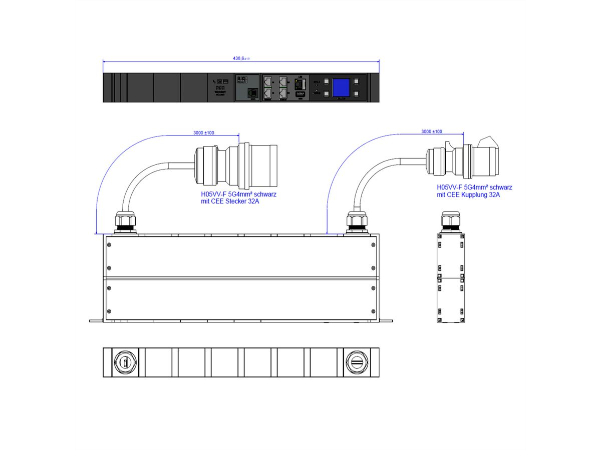 BACHMANN BN3000 RCM XXL PROFIL 3x32A, Messung p.Ph.3mH05VV-F 5G4 CEE3x32A Lan