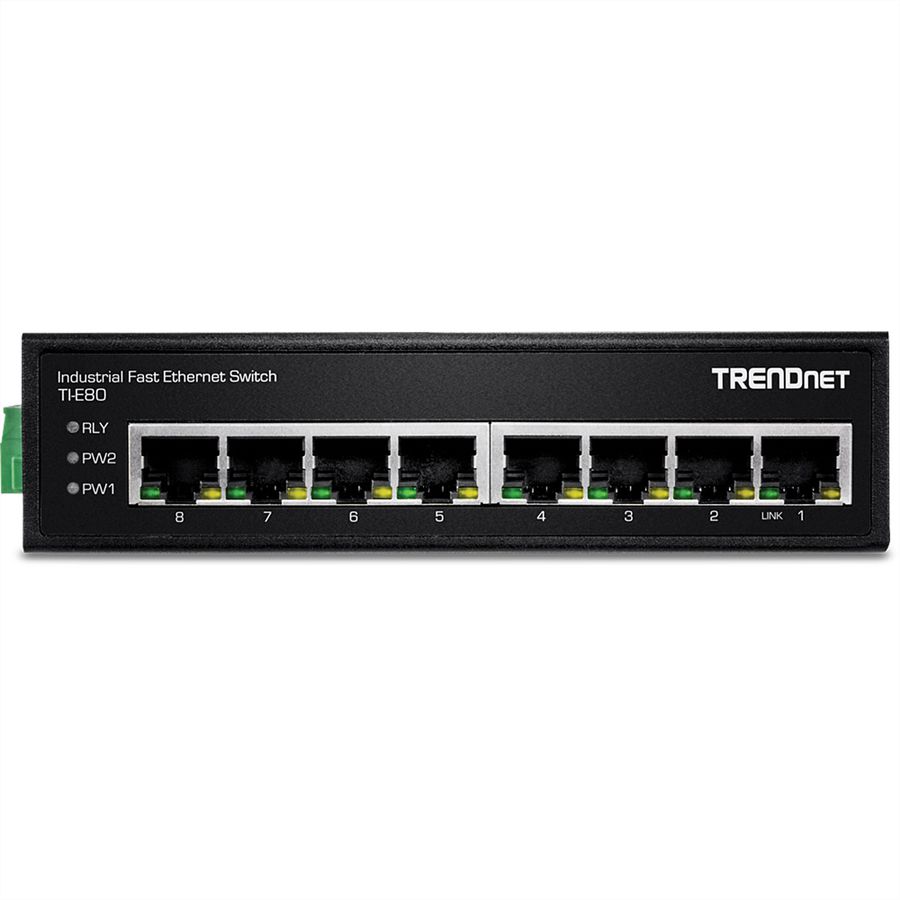 TRENDnet TI-E80 Industrial Fast Ethernet DIN-Rail Switch 8-Port