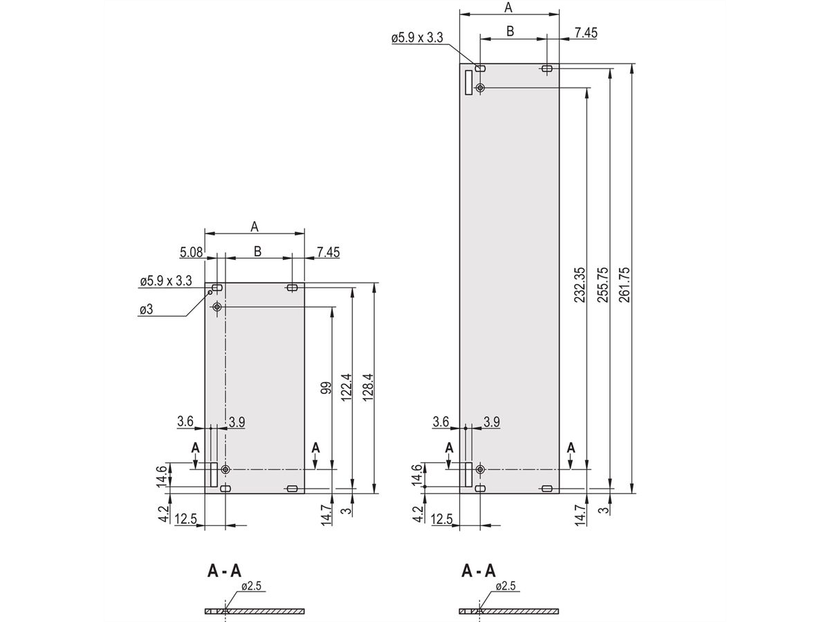 SCHROFF Frontplatte ungeschirmt für Steckbaugruppe mit Aushebegriff in Trapezform - FRONTPLATTE EMC 6HE 8TE EL/C