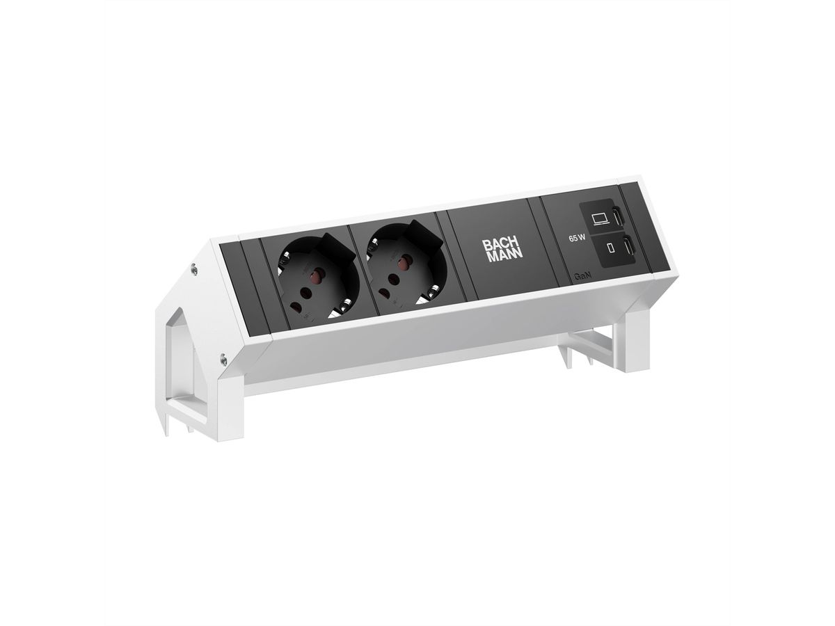 BACHMANN DESK2 2xP40 1xUSB C/C 65W, L=0,2m INOX