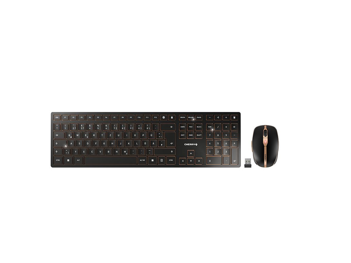 CHERRY DW 9100 SLIM Tastatur Maus enthalten Universal RF Wireless + Bluetooth QWERTZ Deutsch Schwarz