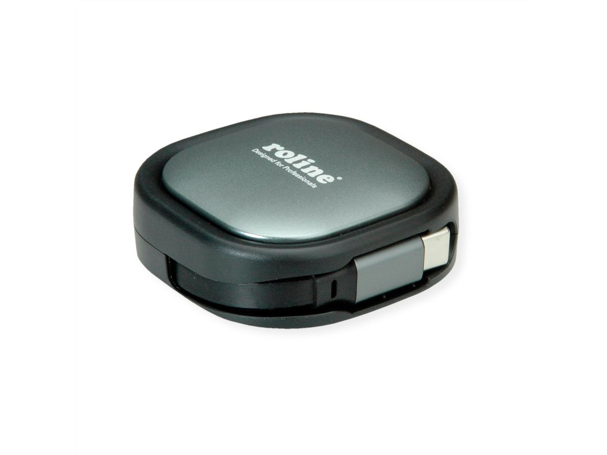 ROLINE USB 2.0 Aufrollbares Kabel, C-C ST/ST, schwarz, 1,2 m