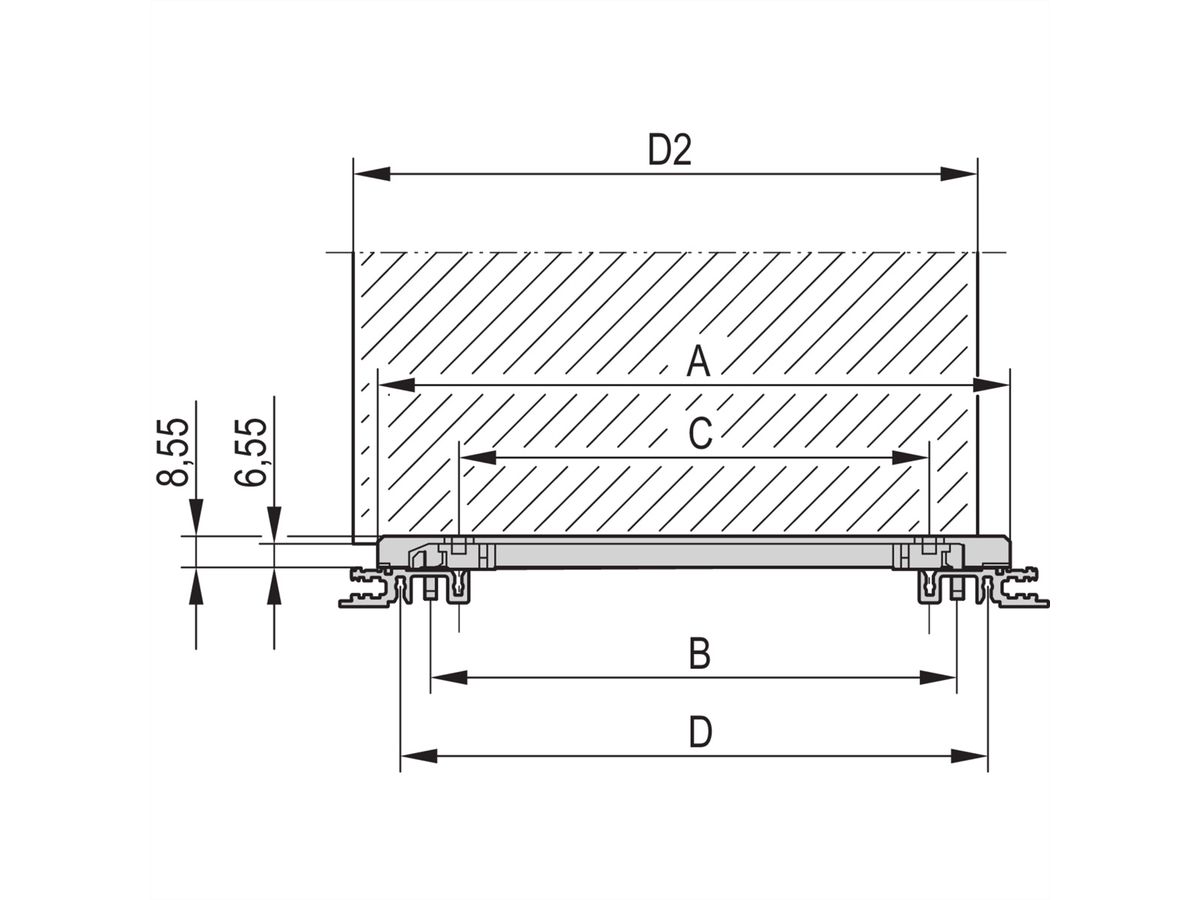 SCHROFF Profil für Kartentiefe 220 mm, Al eloxiert, Nutbreite 2,0 mm - FUEHRUNGSSCH.PROFIL 220,0T