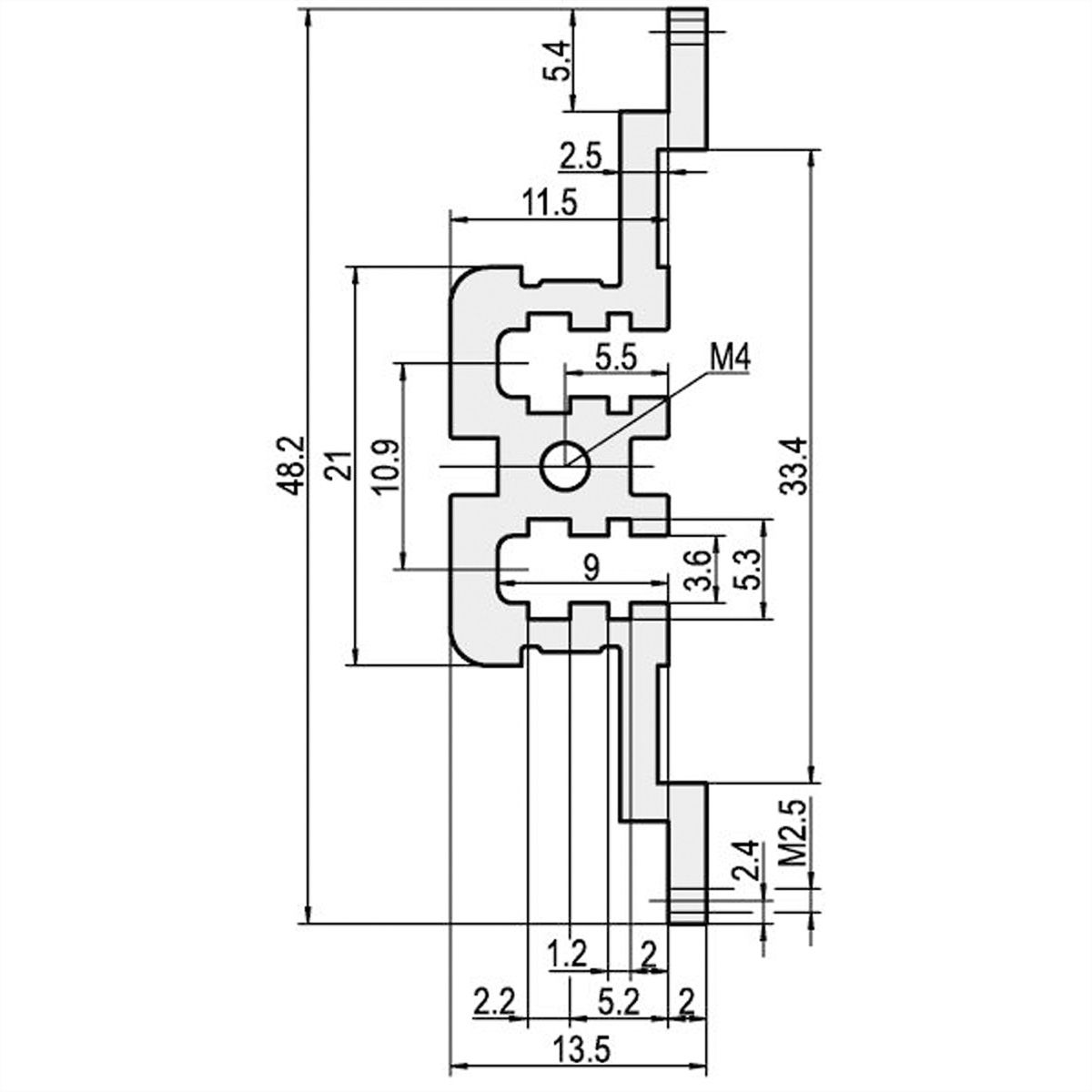 SCHROFF Modulschiene mitte, Typ MZ - MODULSCH. MITTE 1MT MZ