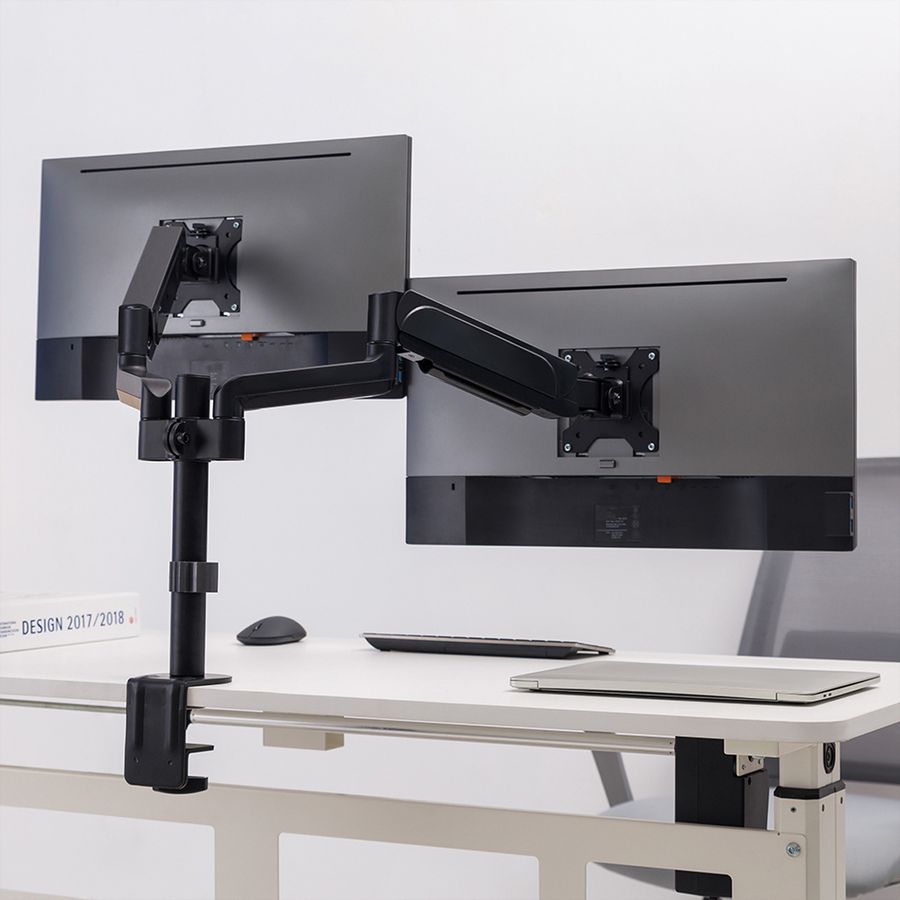 VALUE Dual LCD-Arm Trägerstange, 4 Gelenke, Tischmontage, 17-32 Zoll, bis 2x 9 kg