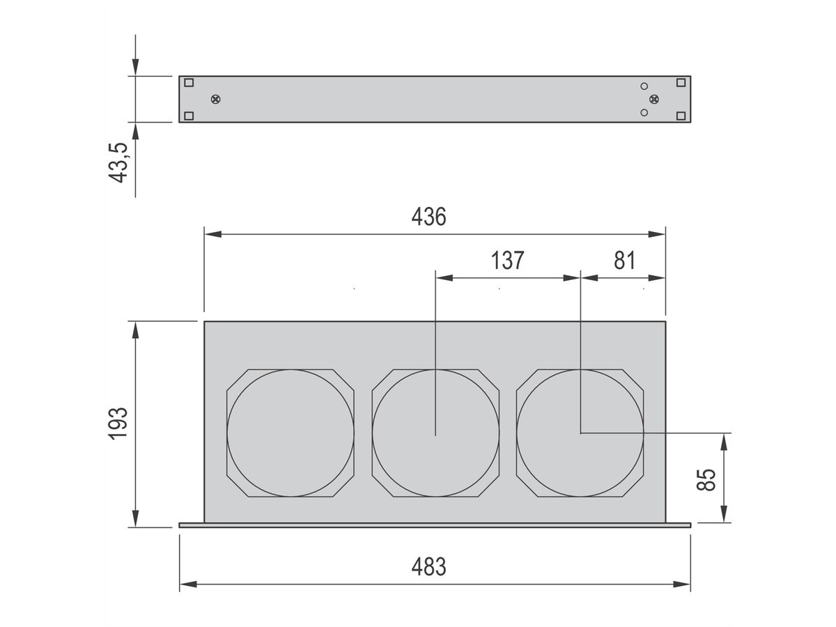 SCHROFF 19" Umlüfter, 3 Ventilatoren, 1 HE - UMLUEFTER 19"O.SCH. 115V