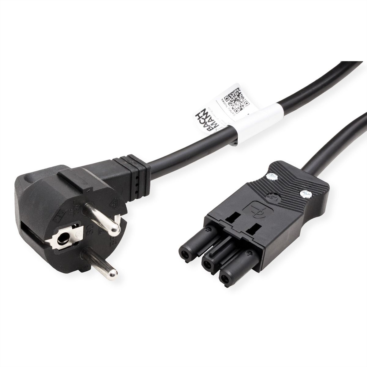 BACHMANN Gerätezuleitung Schutzkontakt/Gerätekupplung GST18-3, schwarz, 1 m