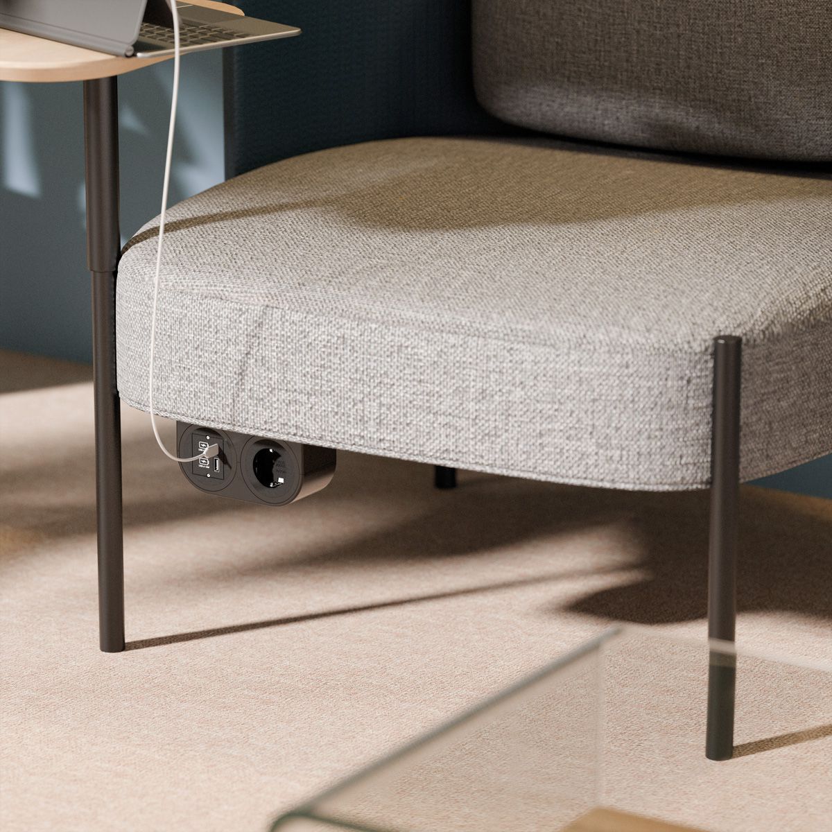 BACHMANN PIX HOLDER DOUBLE, 1x CEE7/3, 1x CM, ISV, schwarz, 0,2 m