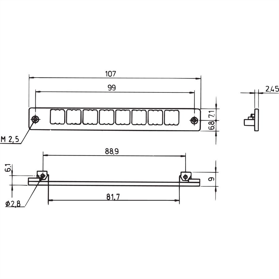 SCHROFF Aufnahmerahmen für Montageebene 1 - LP-HALTER FES 1-REIHIG