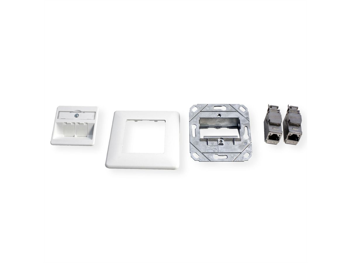 METZ CONNECT Dose UP/2 reinweiss E-DAT Modul 2 Ports, Kat.6 (Class E)