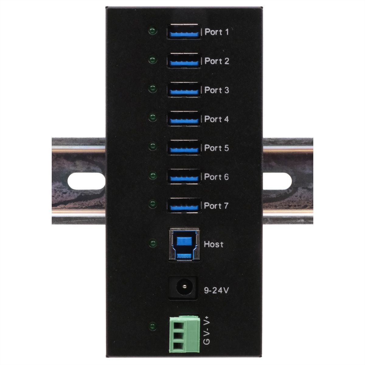 EXSYS EX-11247HMS 7 Port USB 3.2 Gen 1 HUB Din-Rail Kit und Wand VIA VL813 Chipset