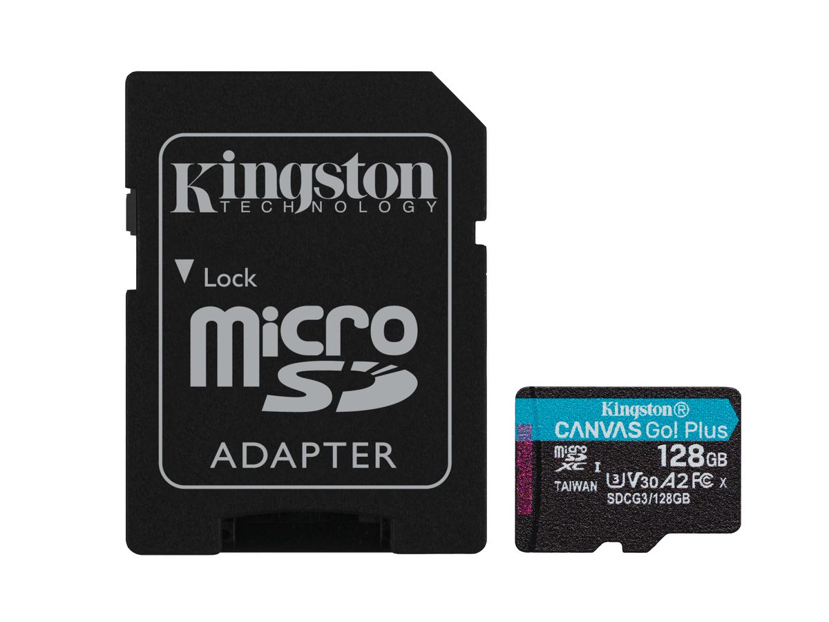 Kingston Technology 128GB microSDXC Canvas Go Plus 170R A2 U3 V30 Speicherkarte + Adapter