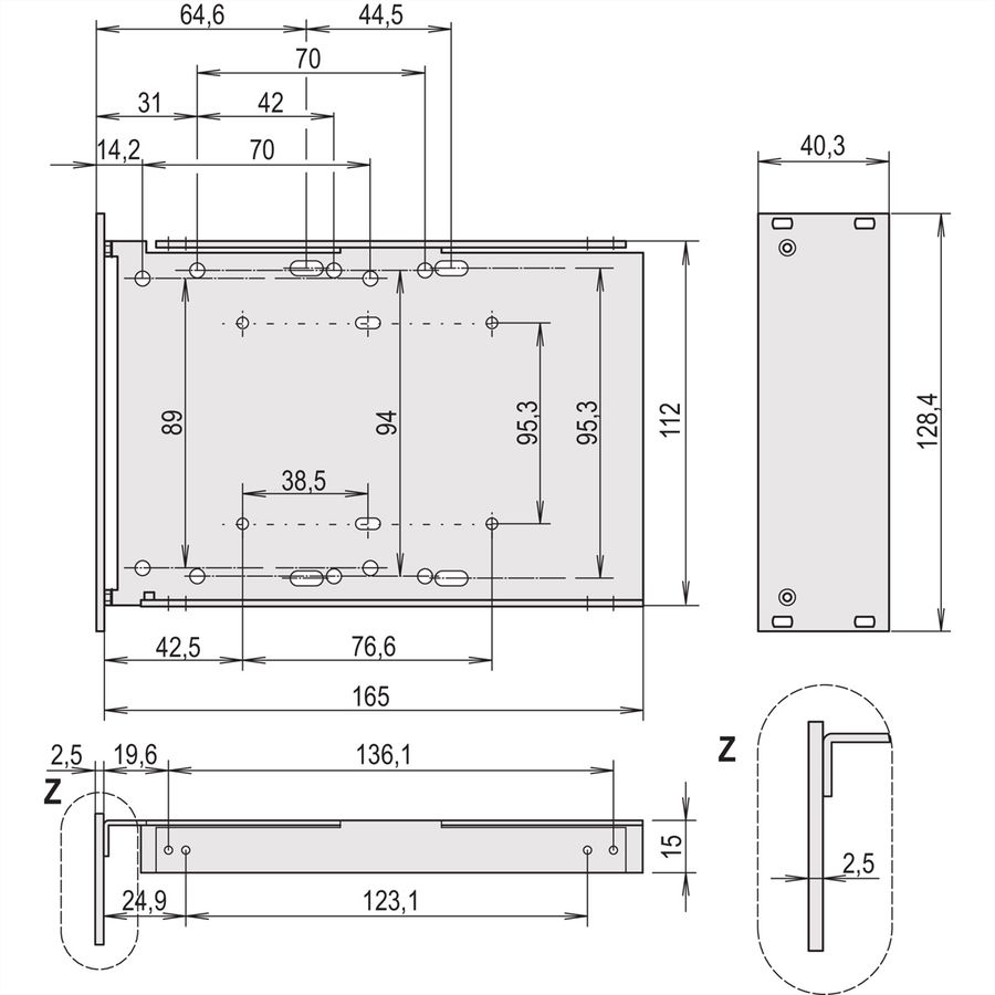 SCHROFF Laufwerkkassetten HD 1 x 3 1/2", 3 HE vertikal - LAUFWERKKASS.3HE 8TE 1X3,5"
