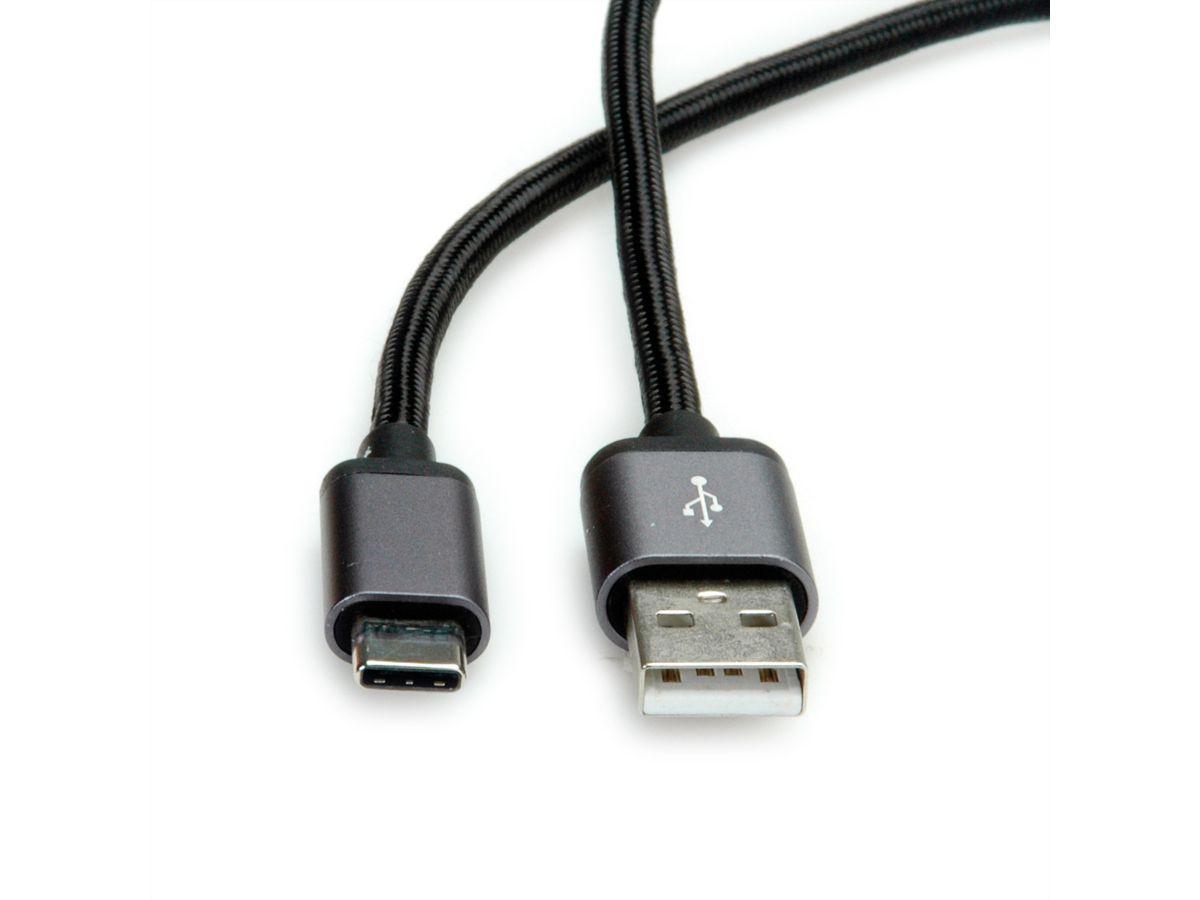 ROLINE USB 2.0 Kabel, Typ C - Typ A, ST/ST, schwarz, 3 m