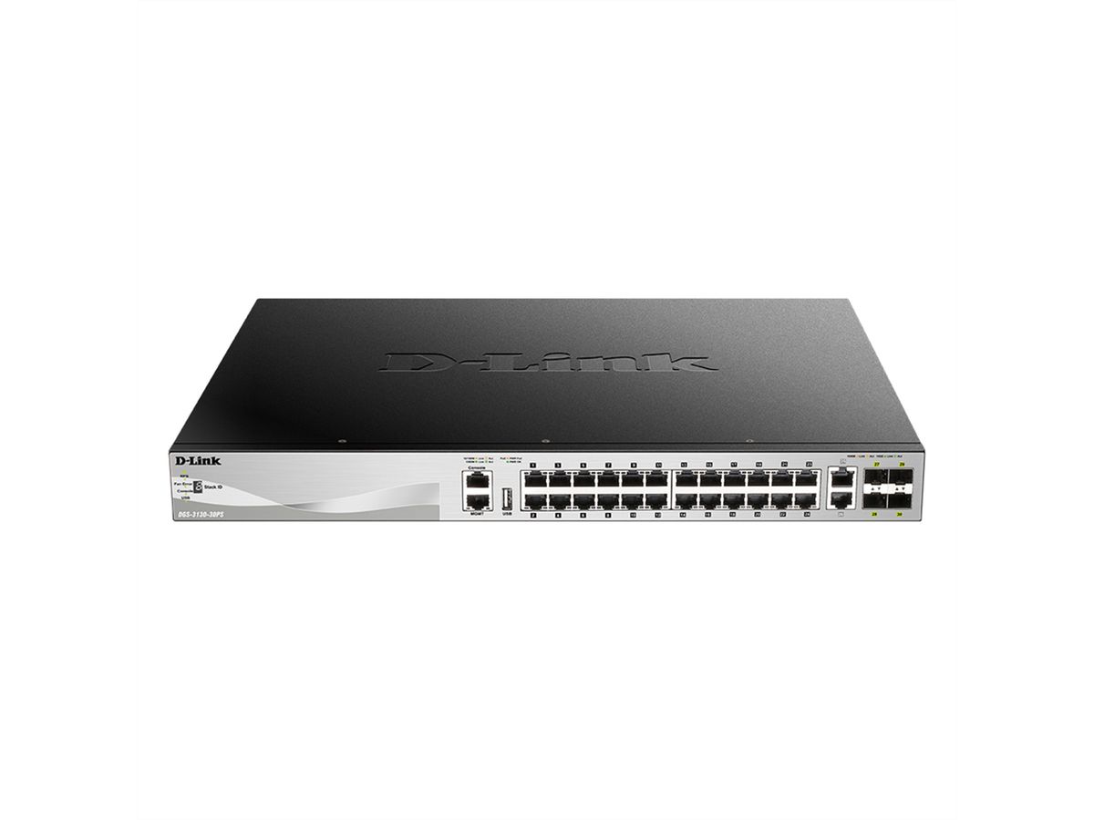 D-Link DGS-3130-30PS/E 30Port PoE Switch, Layer 3 PoE Gigabit Stack (SI)