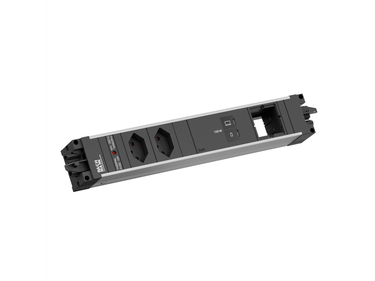 BACHMANN STEP ALU 2xCH 90°, 1xUSB C/C 100W 1xCM