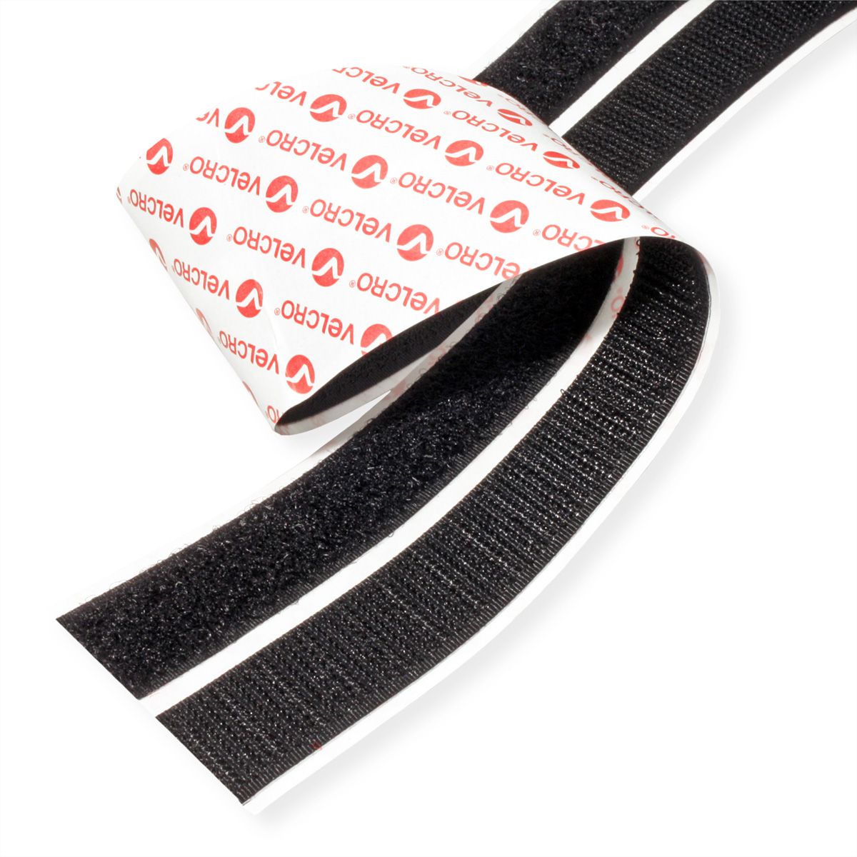 VELCRO® Klettband Selbstklebend, Haken & Flausch 20mm x 10m Schwarz