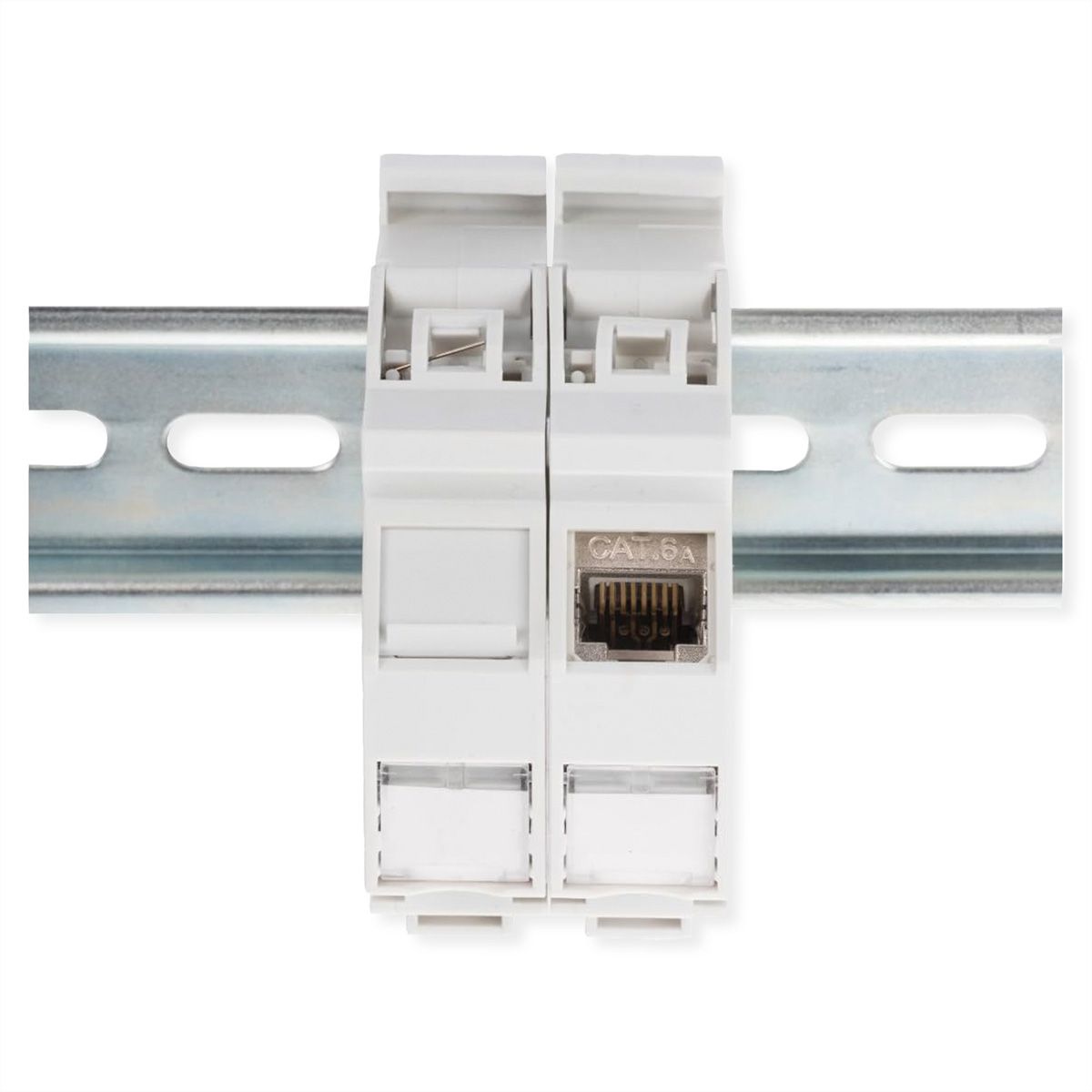 ROLINE Tragschienenadapter für Keystone Module, inkl. Cat.6A Keystone, geschirmt, 45°