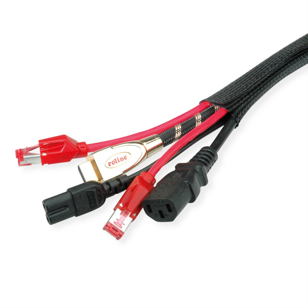 ROLINE PVC Gewebeschlauch für Kabelbündelung, mit Klettband, schwarz, 2,5 m