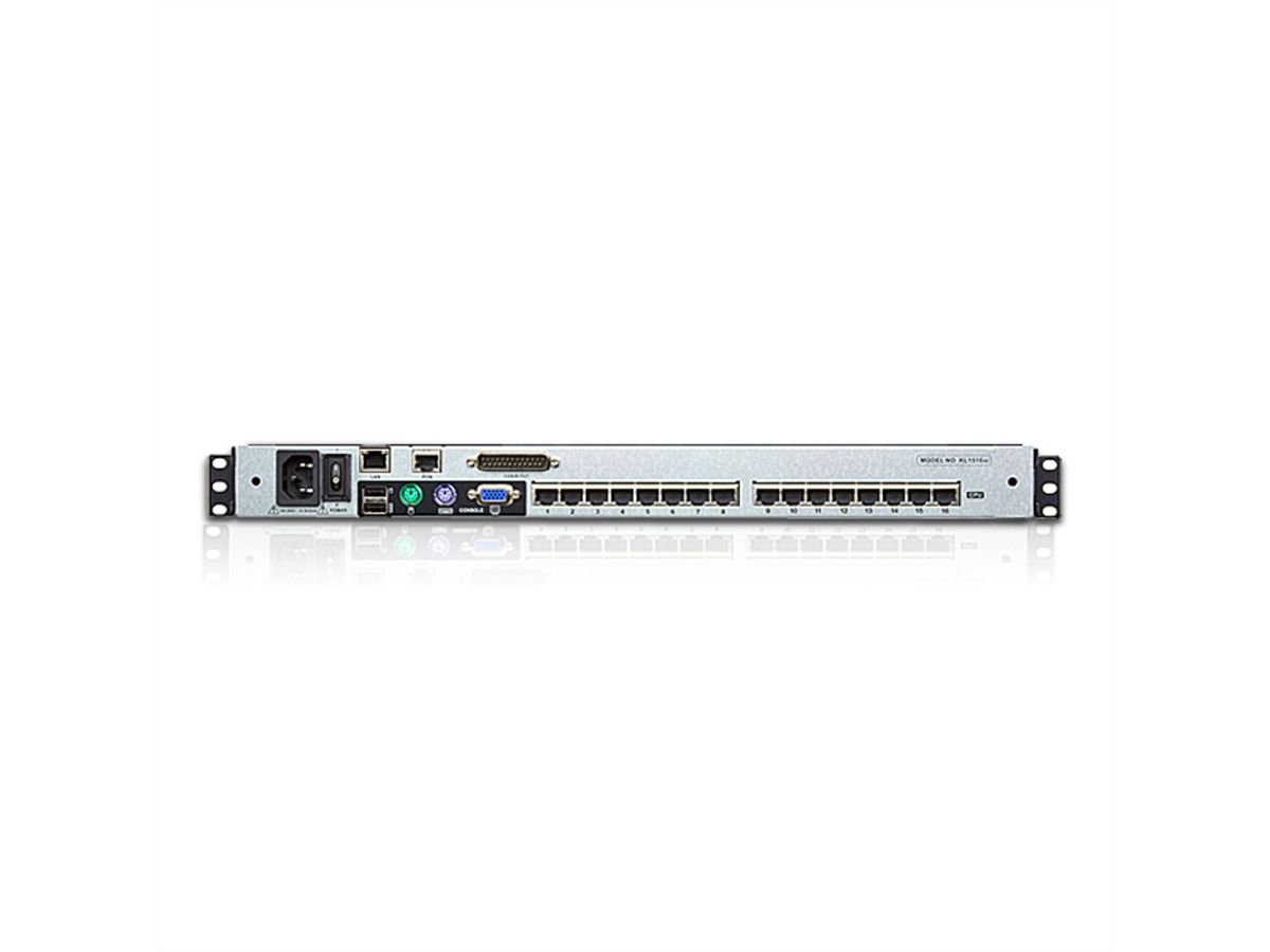 ATEN KL1516AiN KVM Over-IP Switch, 48cm TFT, VGA, PS/2-USB über Kat 5, 16 Ports, DE-Layout