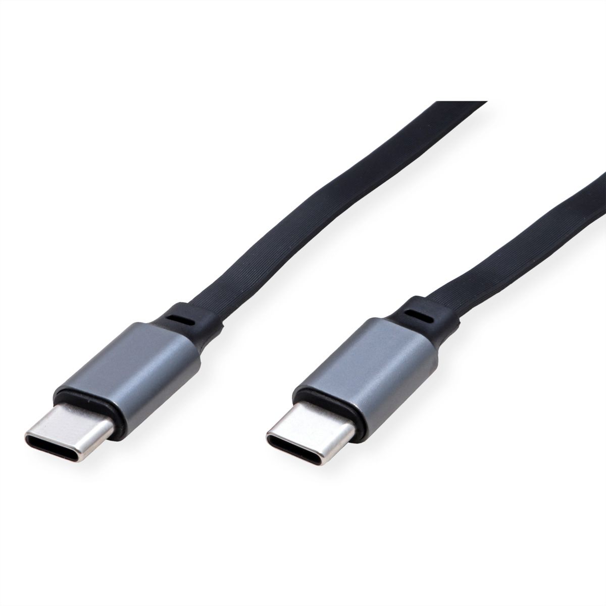 ROLINE USB 2.0 Aufrollbares Kabel, C-C ST/ST, schwarz, 1,2 m