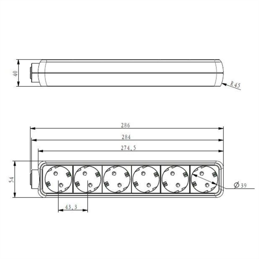 BACHMANN SELLY Steckdosenleiste 6x Schutzkontakt, weiß, 1,5 m