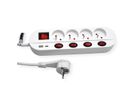 ROLINE 4-fach Steckdosenleiste mit Schalter, UTE Version, USB-Charger A+C, 3 m