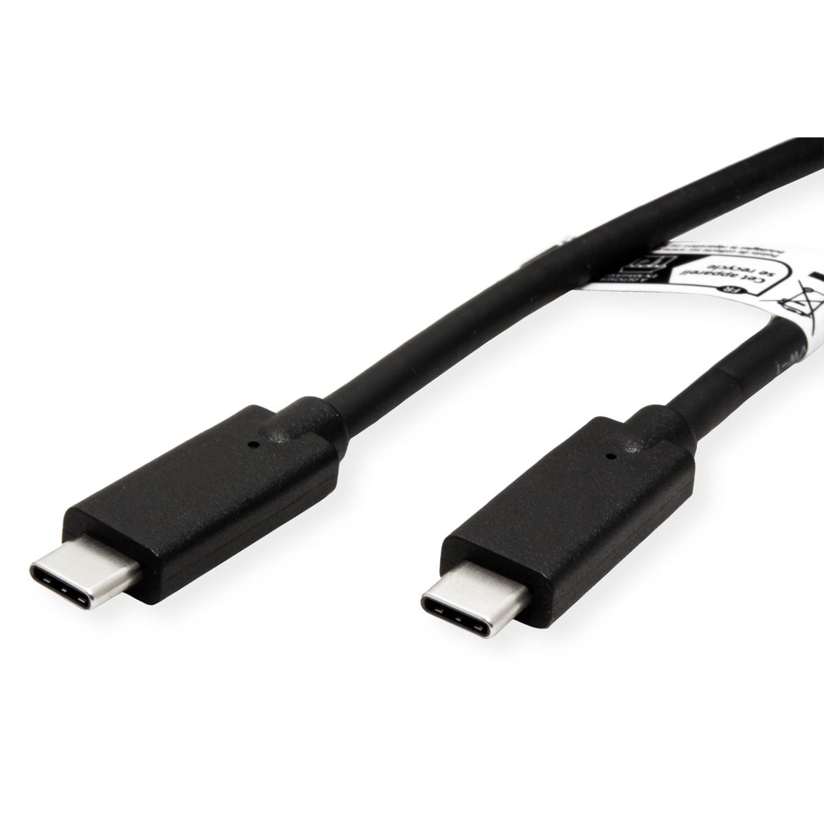 ROLINE USB 3.2 Gen 2 kompatibles Kabel, USB C-C, ST/ST, 4K UHD-1, 10Gbit/s, Emark, 100W, schwarz, 3 m