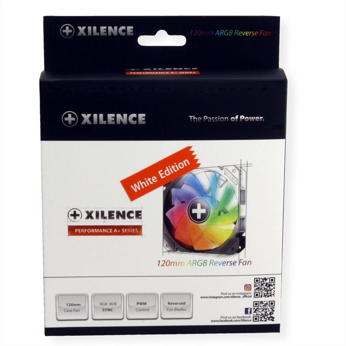 XILENCE Performance A+ REVERSE XF066, 120mm ARGB LED Lüfter weiß