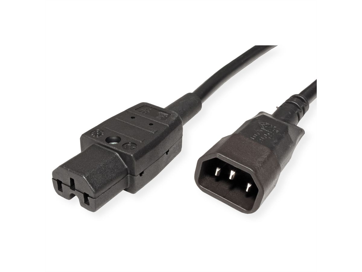 BACHMANN Netzkabel Kaltgerätestecker-Stecker auf Warmgeräte-Kupplung, IEC320 C14/C15, schwarz, 1,5 m