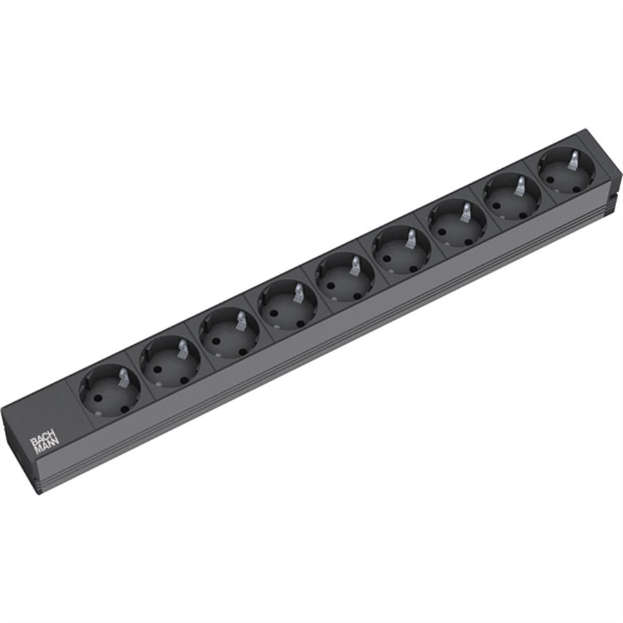 BACHMANN 19" Steckdosenleiste 9fach, ohne Schalter, schwarz, GST18